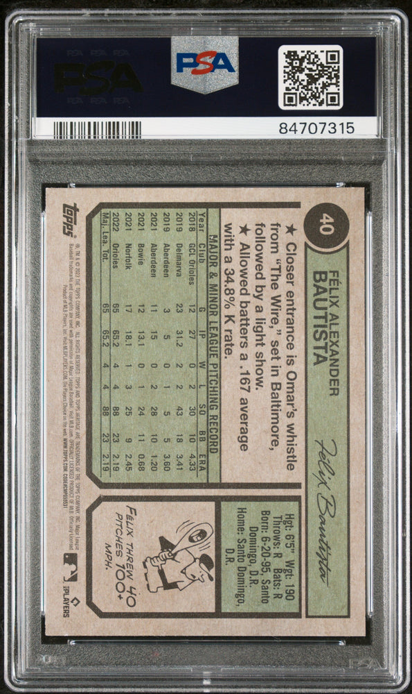 2023 TOPPS HERITAGE FELIX BAUTISTA  #40 - PSA 10 ROOKIE CARD (Online Order Only)