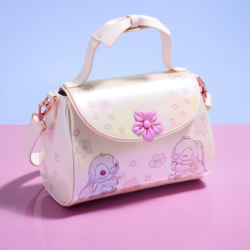 Loungefly Disney Stitch & Angel Cherry Blossom Bow Handle Crossbody Bag (Online Order Only)