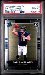 Graded 2024 Panini Donruss Optic Caleb Williams #1 2014 Retro Series Rookie RC Football Card PSA 10 Gem Mint (ONLINE ORDER ONLY)