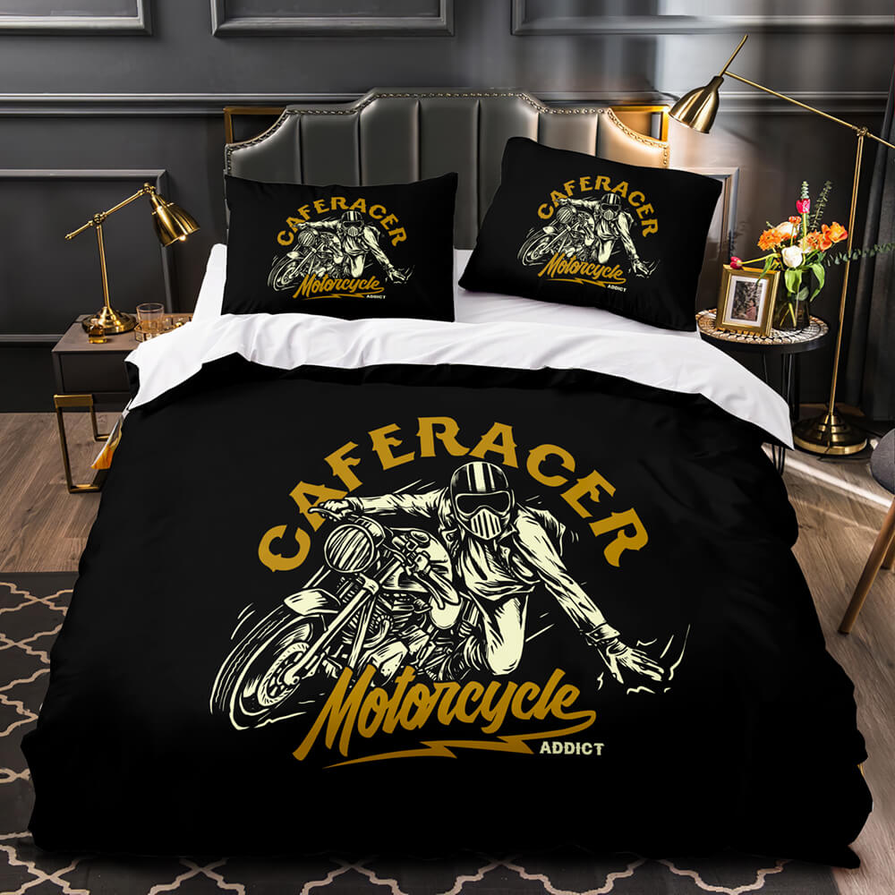 Caferacer Pattern Bedding Set Quilt Cover Without Filler (Online Order Only)