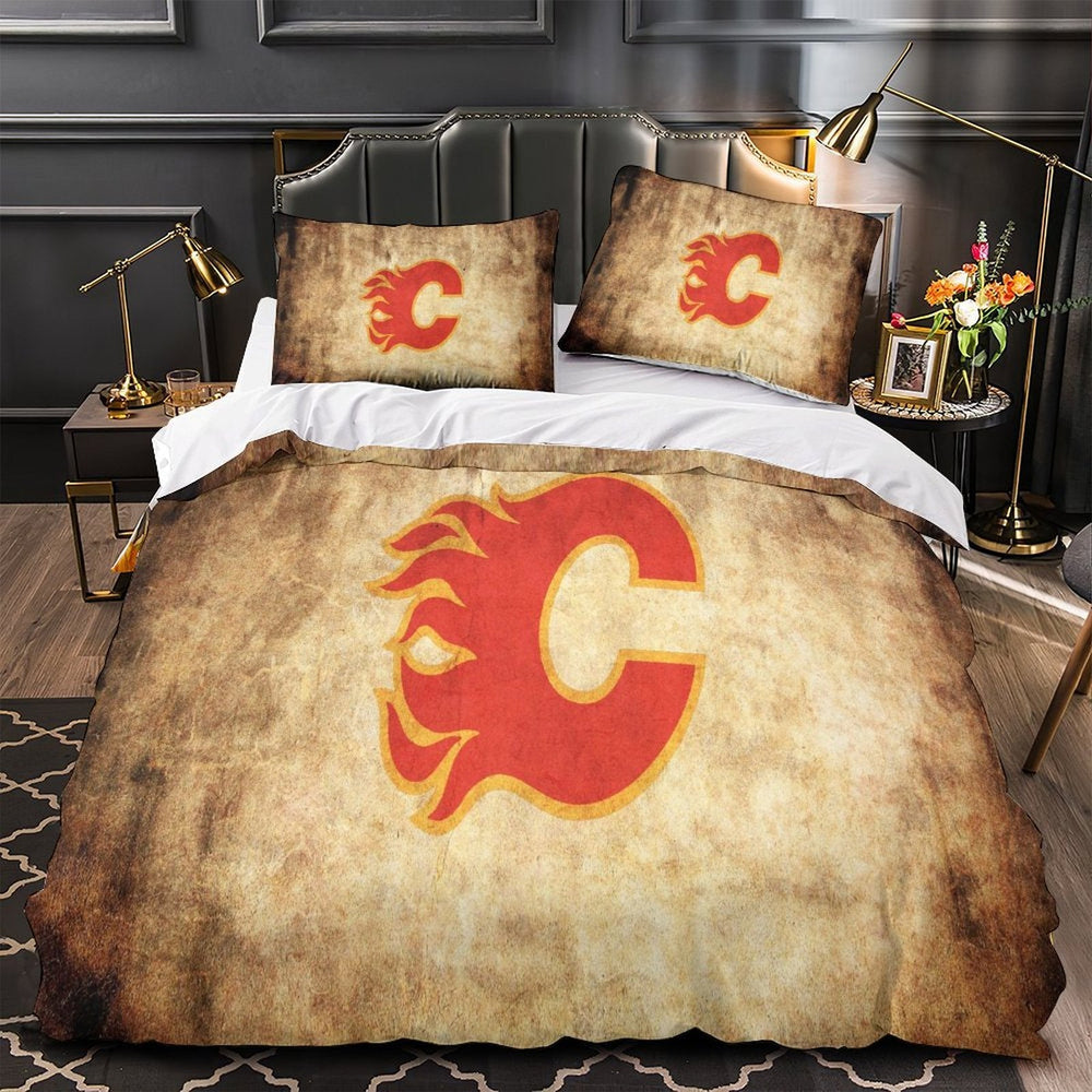 Calgary Flames Bedding Set Quilt Duvet Cover Without Filler (Online Order Only)