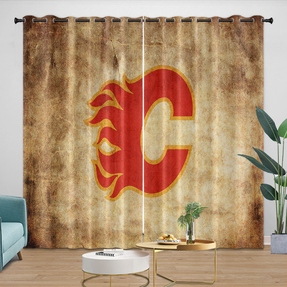 Calgary Flames Curtains Blackout Window Drapes Room Decoration (Online Order Only)