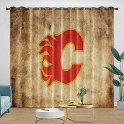 Calgary Flames Curtains Blackout Window Drapes Room Decoration (Online Order Only)