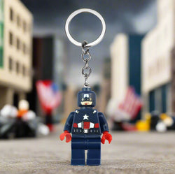 Captain America Custom Keychain - Custom Brick Compatible Minifigure (ONLINE ORDER ONLY)