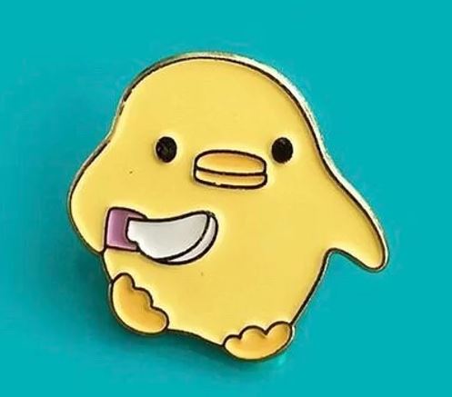 Cute Duck with Knife Meme Enamel Pins Near Me (ONLINE ORDER ONLY)