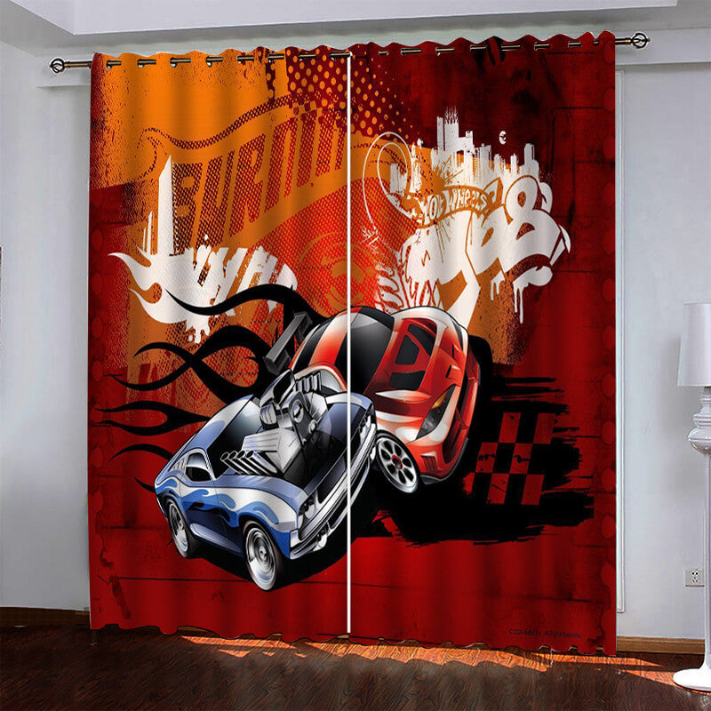 Car Model Hot Wheels Pattern Curtains Blackout Window Drapes (Online Order Only)