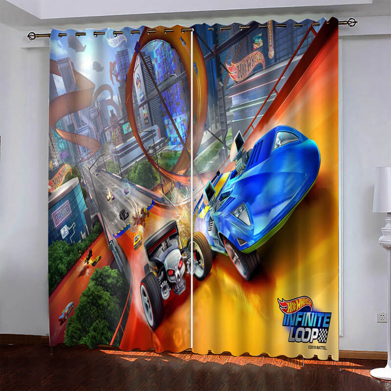 Car Model Hot Wheels Pattern Curtains Blackout Window Drapes (Online Order Only)