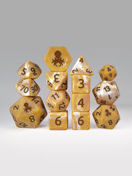 Kraken Dice Caramel Latte 14pc Matte Dice Set Inked in Brown (ONLINE ORDER ONLY)