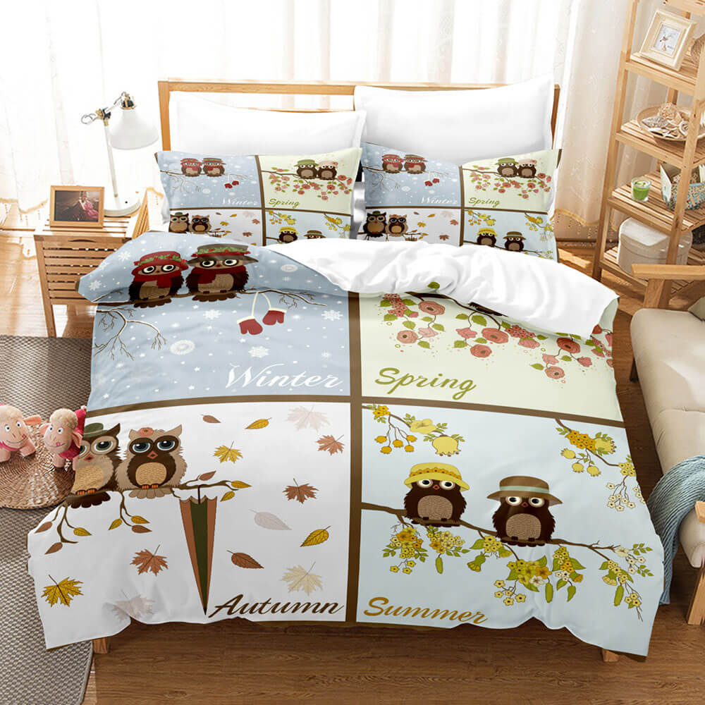Cartoon Animals Owl Bedding Sets Quilt Cover Without Filler (Online Order Only)