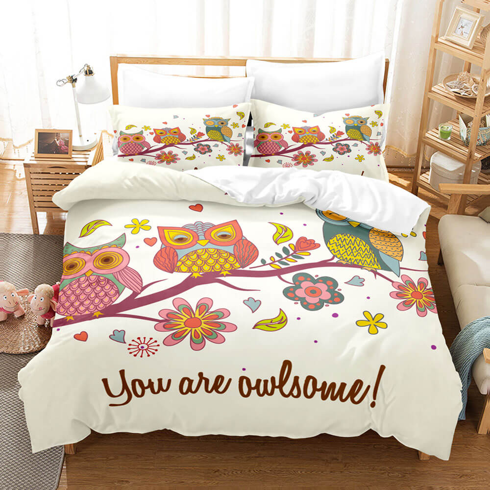 Cartoon Animals Owl Bedding Sets Quilt Cover Without Filler (Online Order Only)