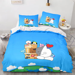 Cartoon BT21 BTS Bedding Set Quilt Duvet Cover Bedding Sets (Online Order Only)