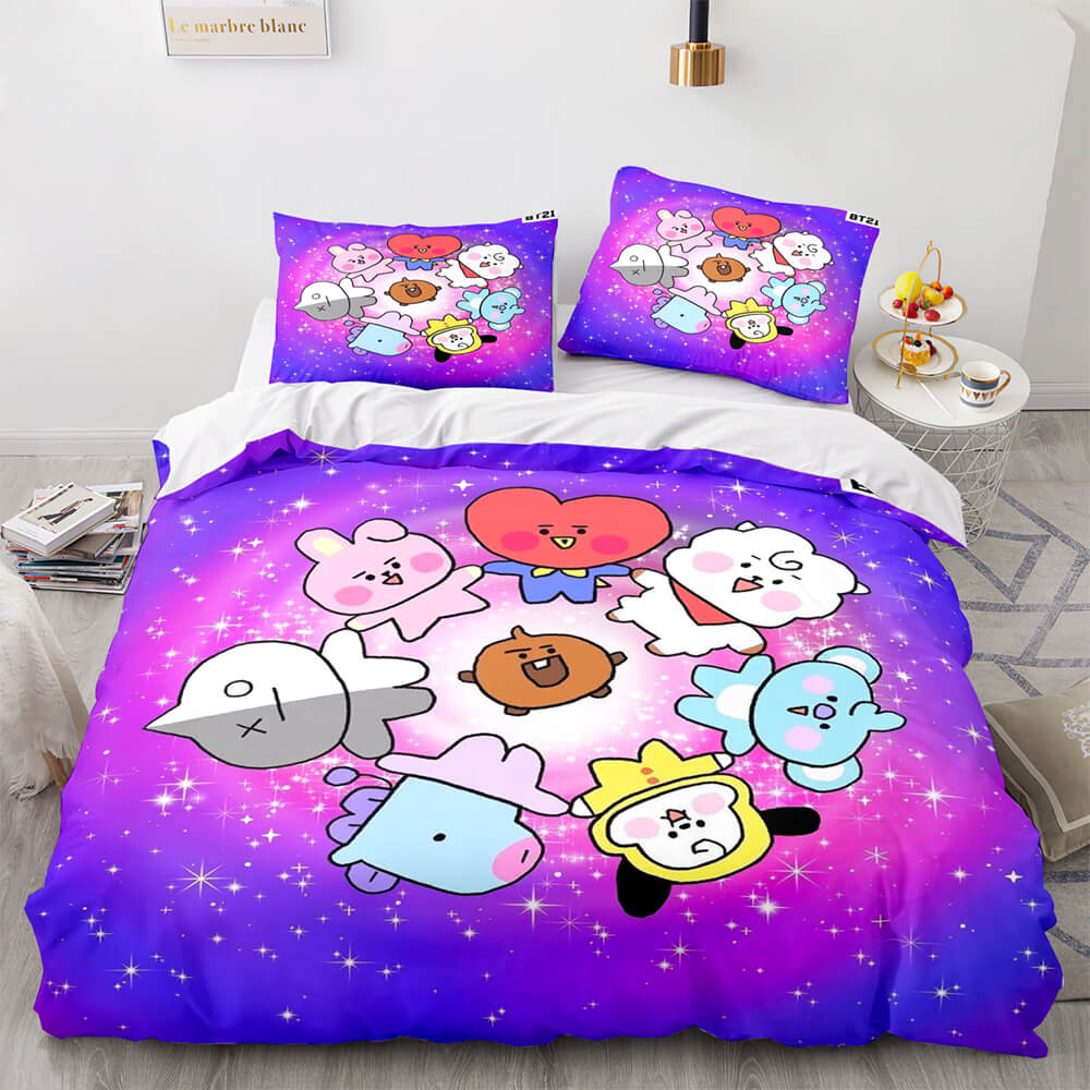 Cartoon BT21 BTS Bedding Set Quilt Duvet Cover Bedding Sets (Online Order Only)