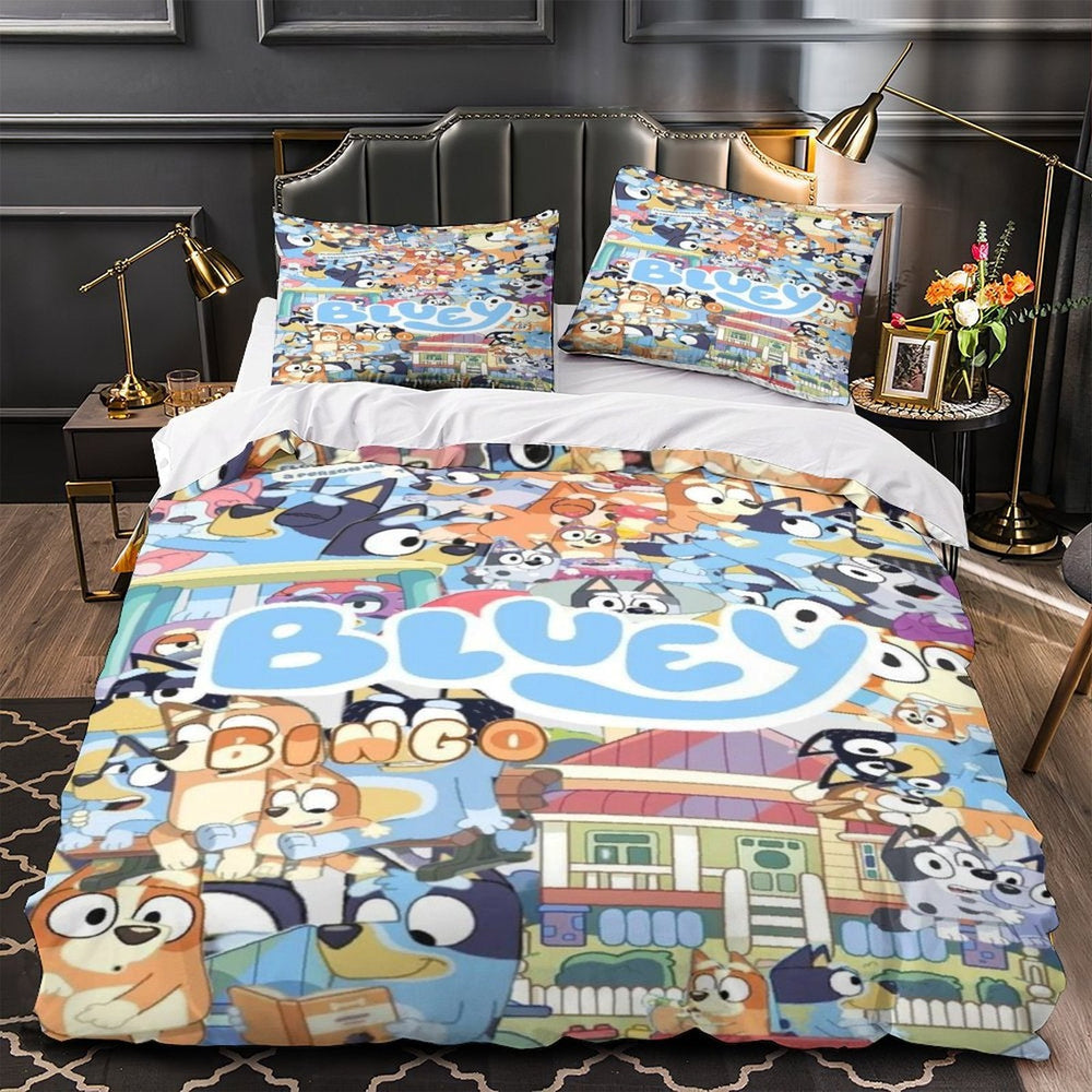 Cartoon Bluey Duvet Cover Pattern Bedding Set Room Decoration (ONLINE ORDER ONLY)