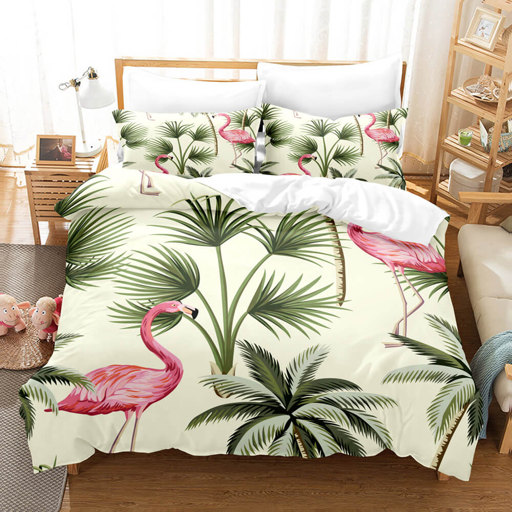 Cartoon Flamingo Bedding Set Quilt Covers Without Filler (Online Order Only)