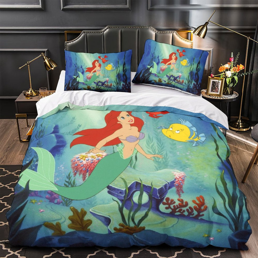 Cartoon The Little Mermaid Ariel Bedding Set Quilt Duvet Cover Without Filler (Online Order Only)