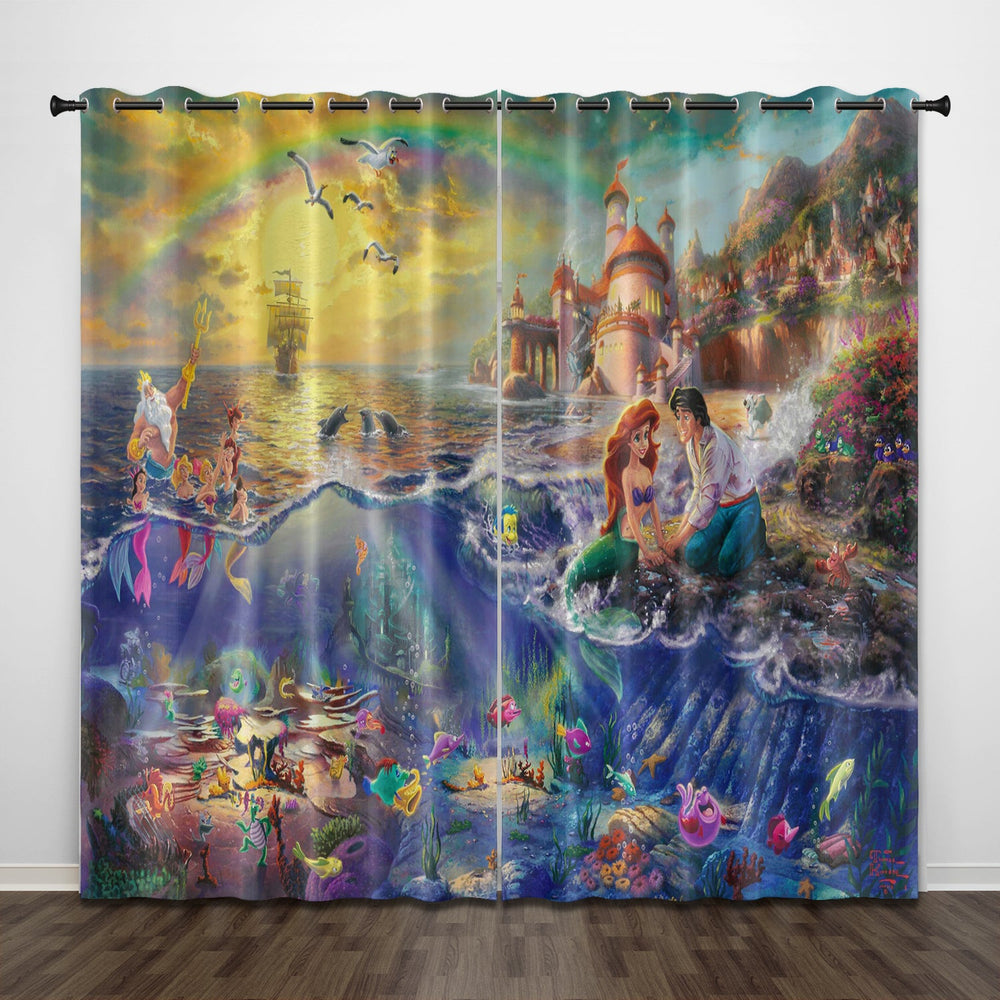 Cartoon The Little Mermaid Curtains Pattern Blackout Window Drapes (Online Order Only)
