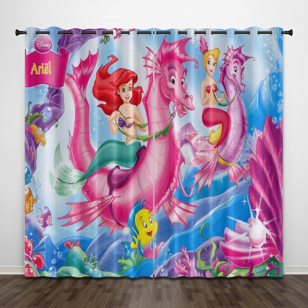 Cartoon The Little Mermaid Curtains Pattern Blackout Window Drapes (Online Order Only)