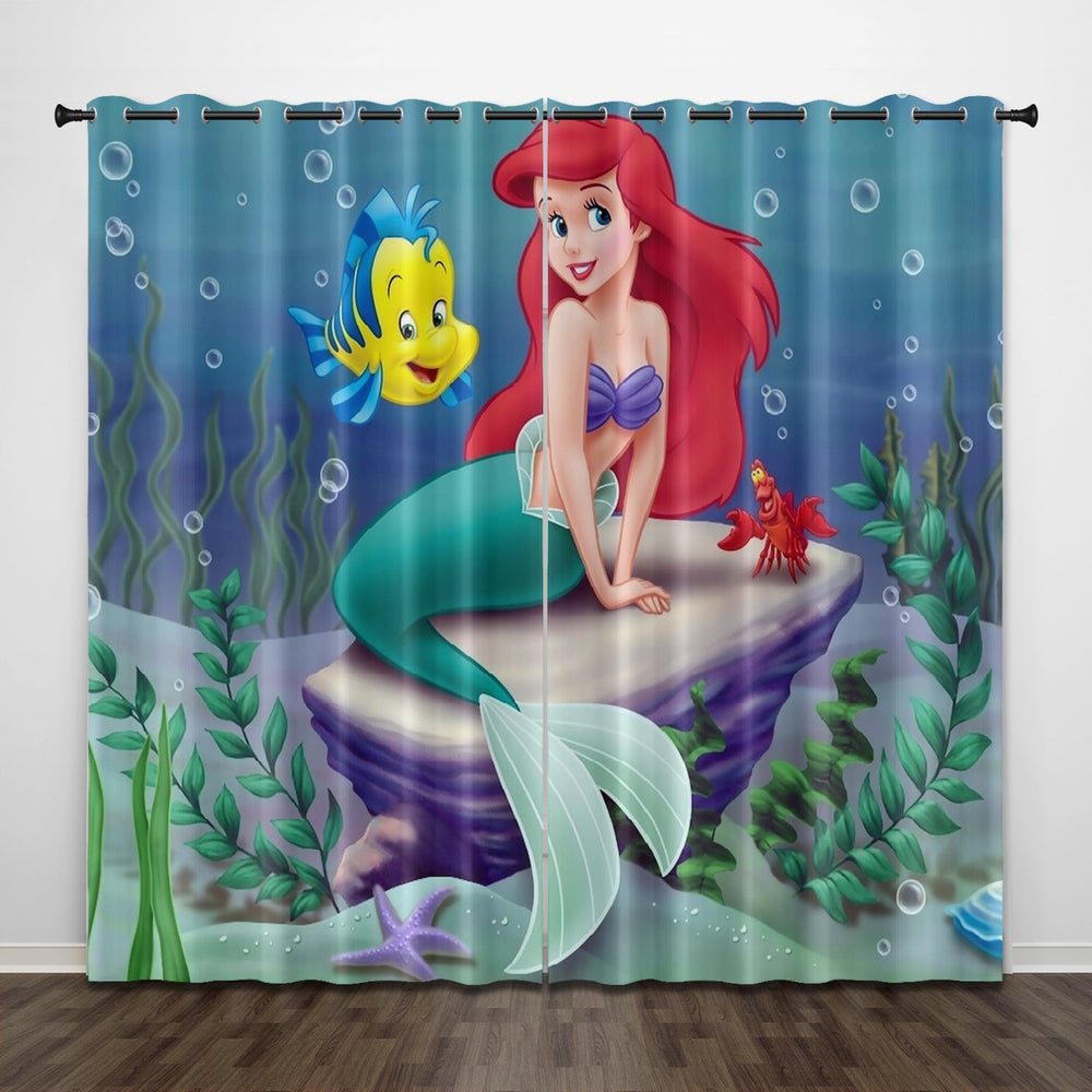 Cartoon The Little Mermaid Curtains Pattern Blackout Window Drapes (Online Order Only)