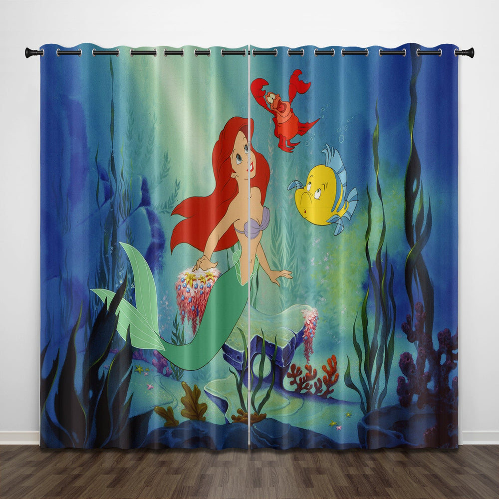 Cartoon The Little Mermaid Curtains Pattern Blackout Window Drapes (Online Order Only)