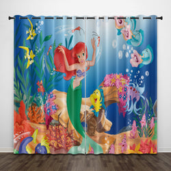 Cartoon The Little Mermaid Curtains Pattern Blackout Window Drapes (Online Order Only)