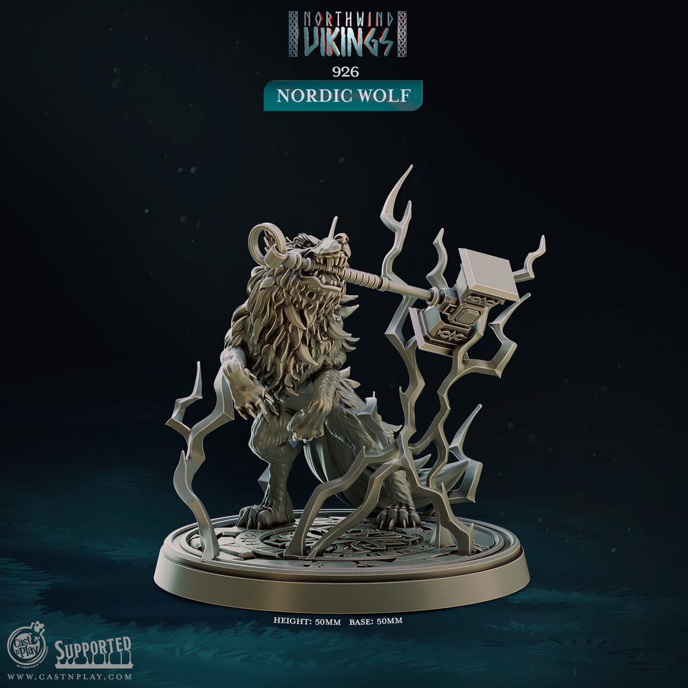 3D Printed Cast n Play Nordic Wolf Northwind Vikings 28mm 32mm D&D (Online Only)