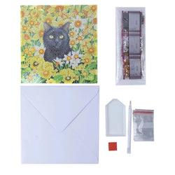 Cat Amongst the Flowers Crystal Art Card Kit Craft Buddy (ONLINE ORDER ONLY)
