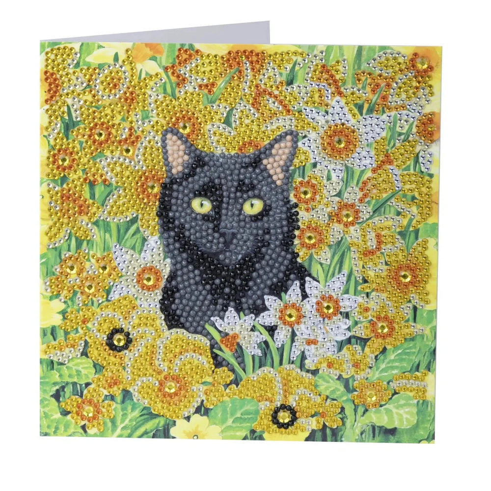 Cat Amongst the Flowers Crystal Art Card Kit Craft Buddy (ONLINE ORDER ONLY)
