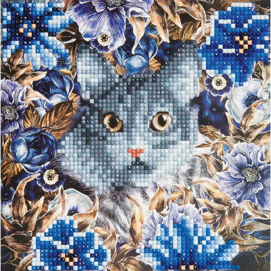 Cat & Flowers Crystal Art Card Kit Craft Buddy (ONLINE ORDER ONLY)
