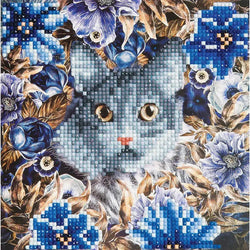 Cat & Flowers Crystal Art Card Kit Craft Buddy (ONLINE ORDER ONLY)