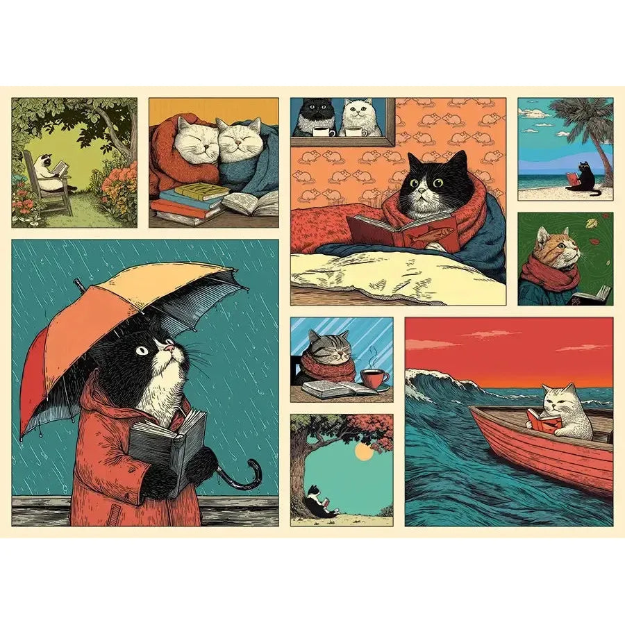 Cats Chillin' with Books 500 Piece Jigsaw Puzzle Cobble Hill (ONLINE ORDER ONLY)