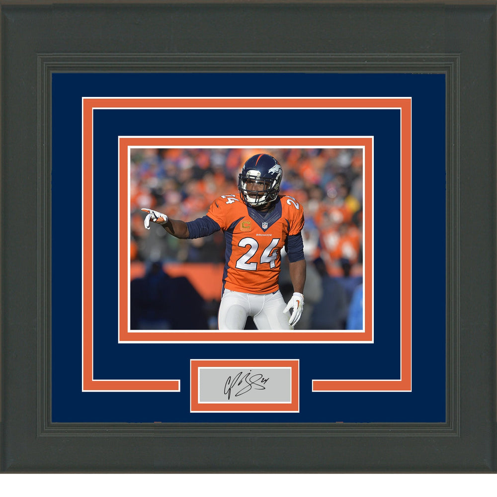 Framed Champ Bailey Facsimile Laser Engraved Signature Auto Denver Broncos 11x14 Football Photo (ONLINE ORDER ONLY)