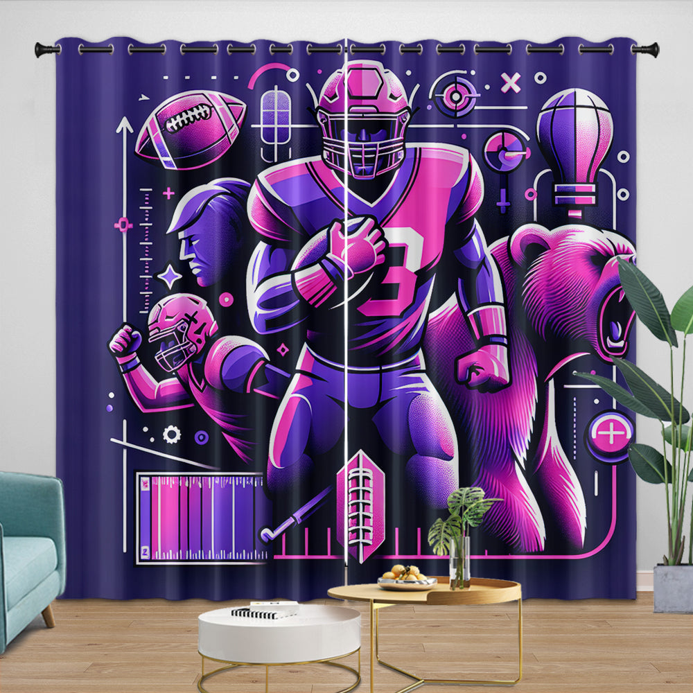 Chicago Bears Curtains Blackout Window Drapes Room Decoration (Online Order Only)