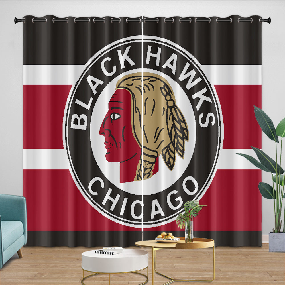 Chicago Blackhawks Curtains Blackout Window Drapes Room Decoration (Online Order Only)