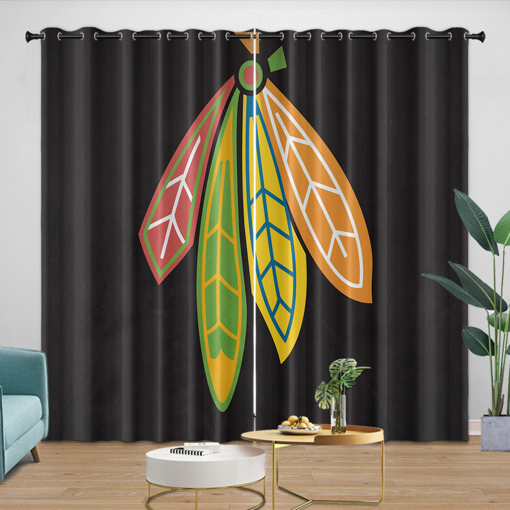 Chicago Blackhawks Curtains Blackout Window Drapes Room Decoration (Online Order Only)