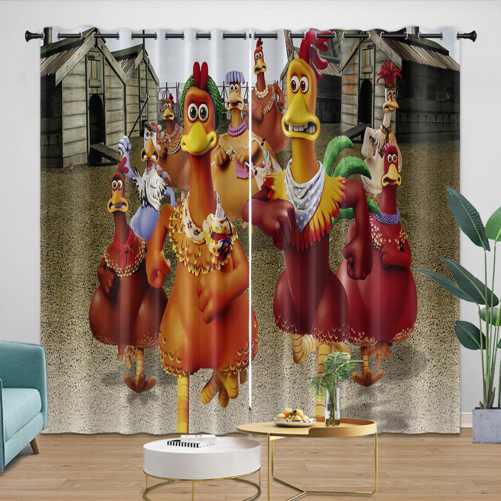 Chicken Run Curtains Pattern Blackout Window Drapes (ONLINE ORDER ONLY)