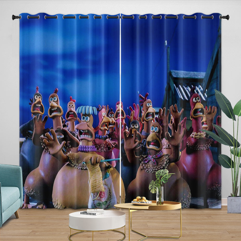 Chicken Run Curtains Pattern Blackout Window Drapes (ONLINE ORDER ONLY)
