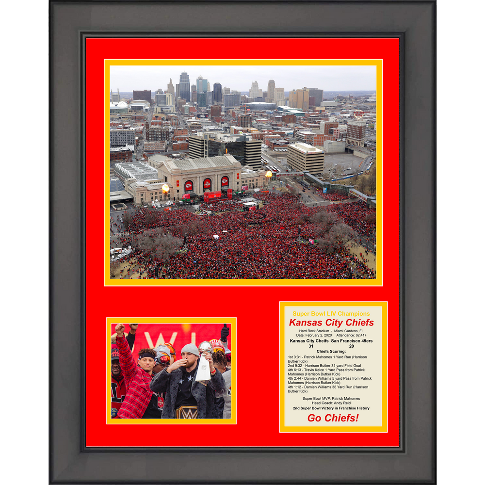 Framed Kansas City Chiefs 2019 Parade 11"x14" Football Three Photo Collage (ONLINE ORDER ONLY)