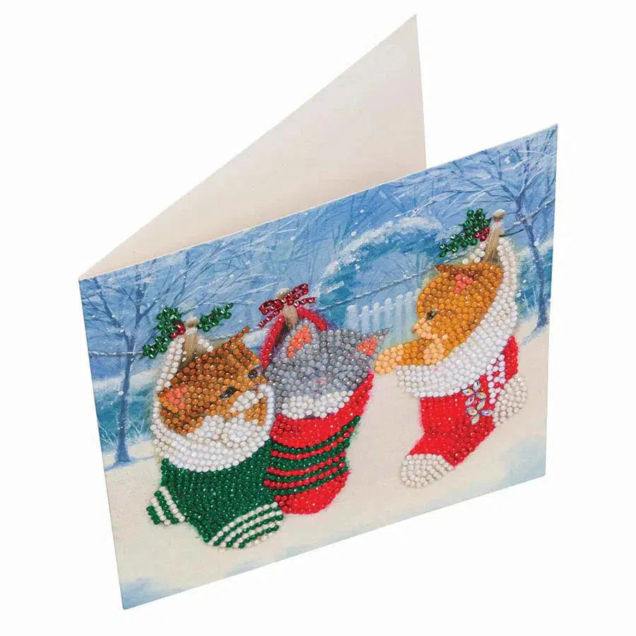 Christmas Kittens Crystal Art Card Kit Craft Buddy (ONLINE ORDER ONLY)