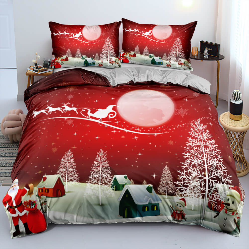 Christmas Bedding Set Duvet Cover Pillowcases Quilt Bed Linen Textiles (Online Order Only)