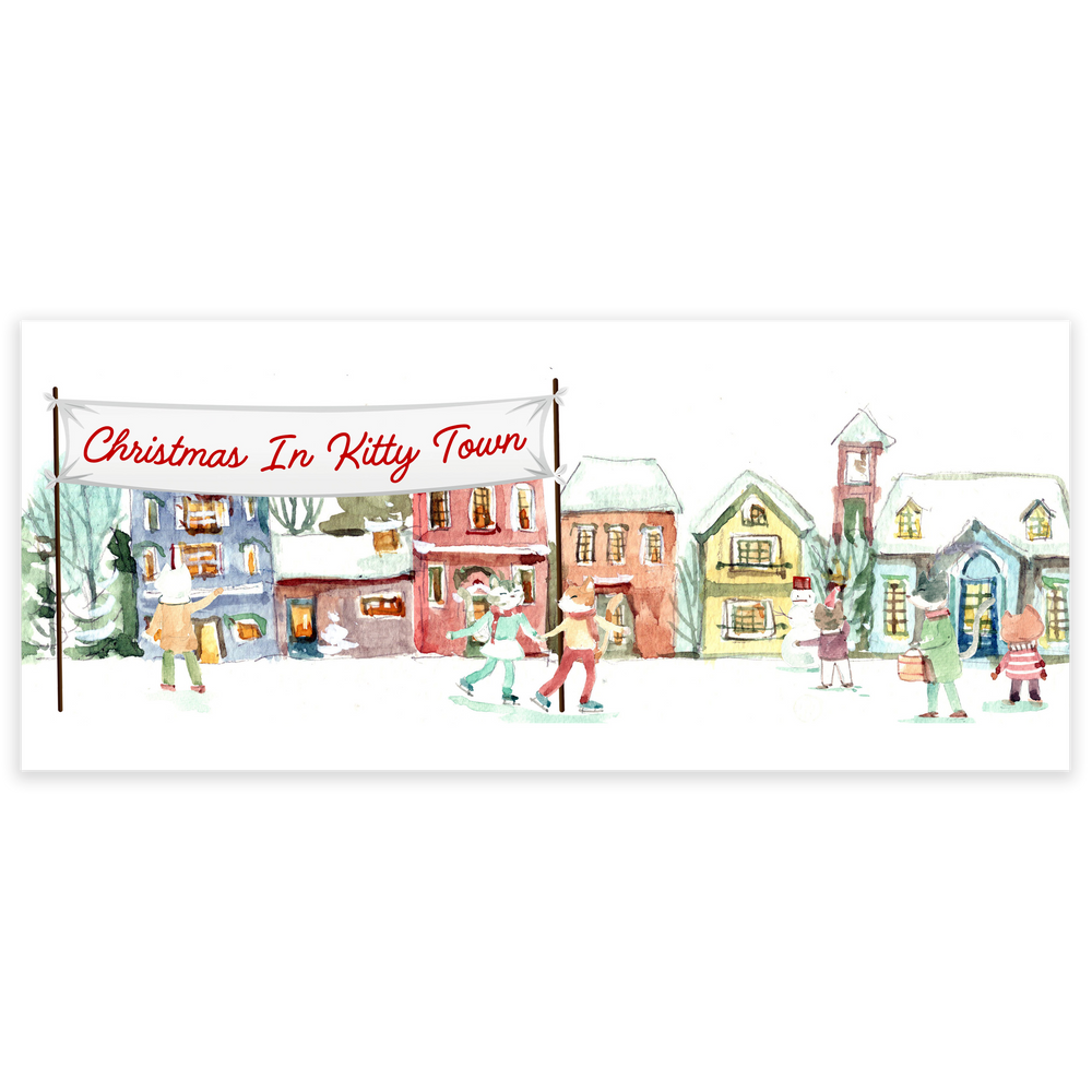 Christmas In Kitty Town Vintage Sticker (Online Order Only)
