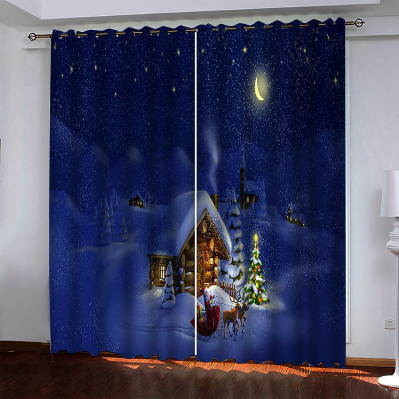 Christmas Pattern Curtains Blackout Window Drapes (Online Order Only)