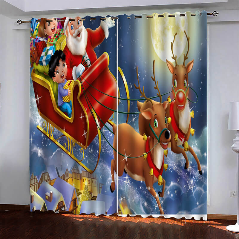 Christmas Pattern Curtains Blackout Window Drapes (Online Order Only)