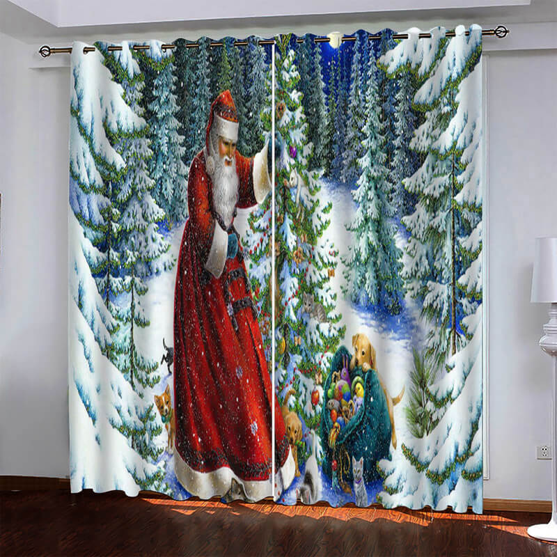 Christmas Pattern Curtains Blackout Window Drapes (Online Order Only)