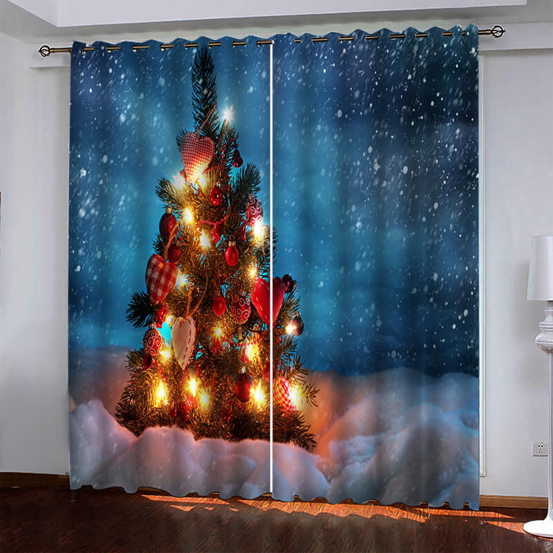 Christmas Tree Pattern Curtains Blackout Window Drapes (Online Order Only)