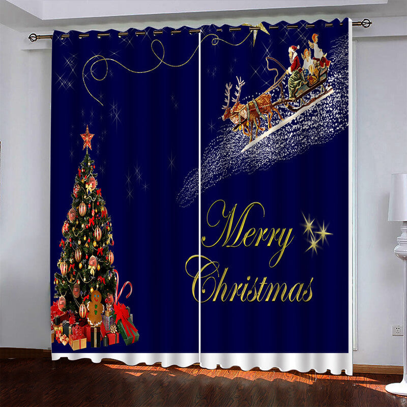 Christmas Tree Pattern Curtains Blackout Window Drapes (Online Order Only)