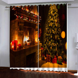 Christmas Tree Pattern Curtains Blackout Window Drapes (Online Order Only)