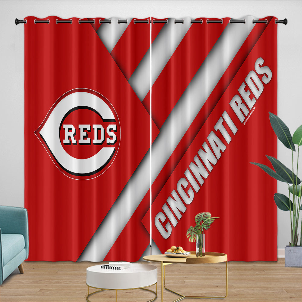 Cincinnati Reds Curtains Blackout Window Drapes Room Decoration (Online Order Only)
