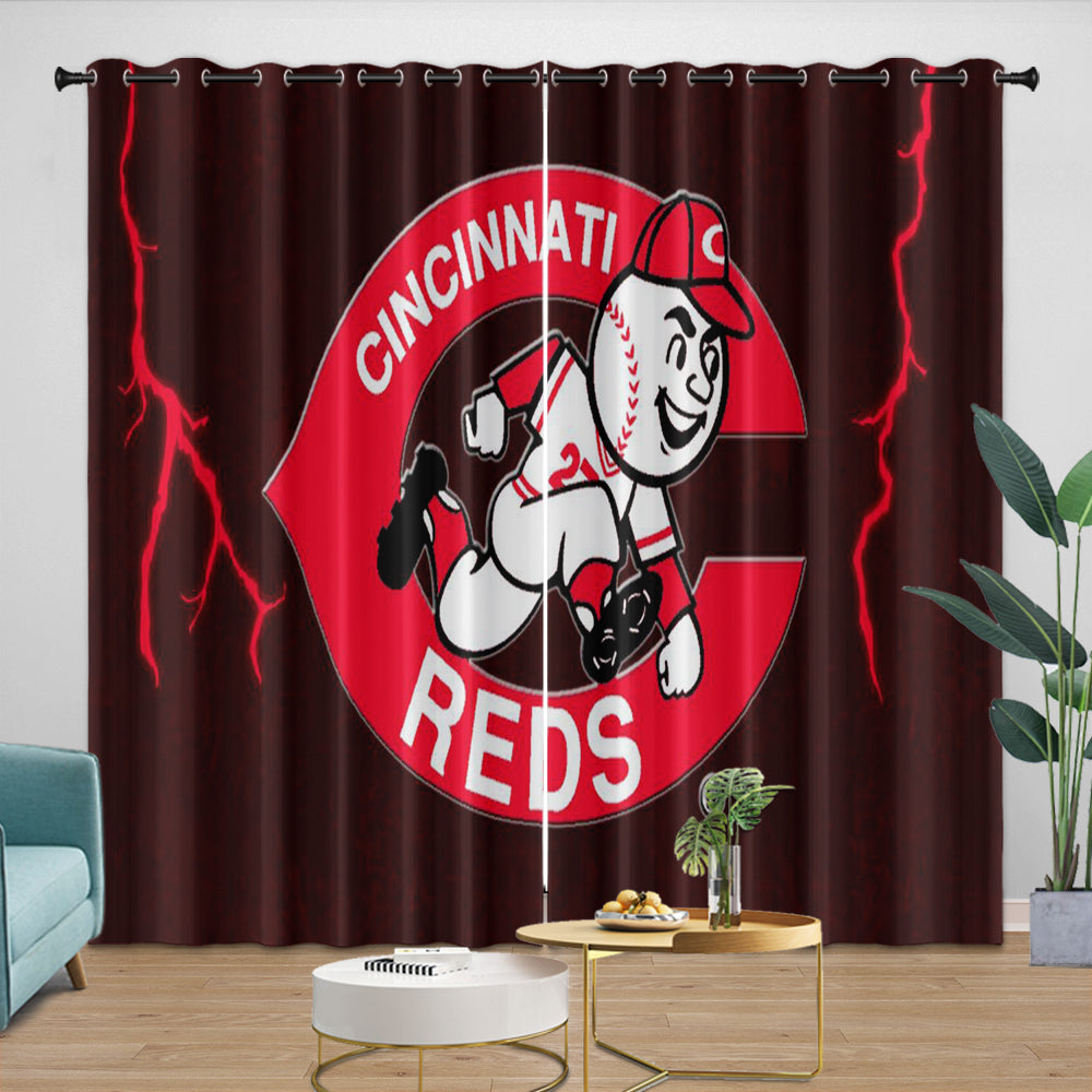 Cincinnati Reds Curtains Blackout Window Drapes Room Decoration (Online Order Only)