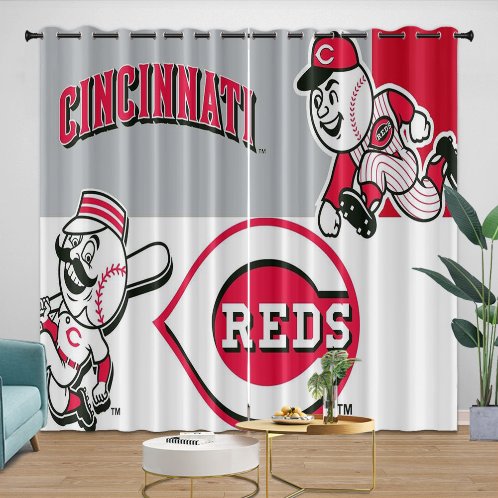 Cincinnati Reds Curtains Blackout Window Drapes Room Decoration (Online Order Only)