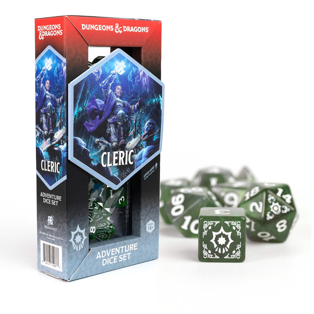 D&D Adventure Dice Set - Cleric Edition | Green 15pc Collection (ONLINE ORDER ONLY)